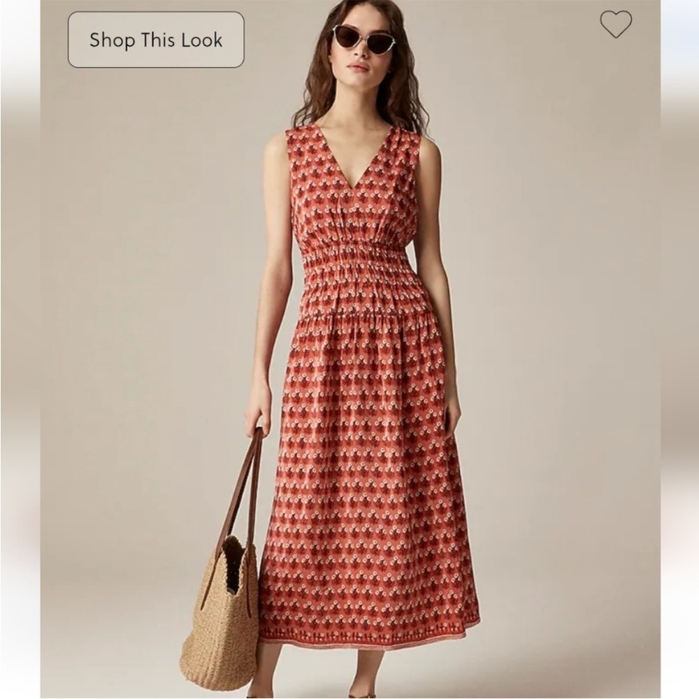 J. Crew Hyacinth dress in block-print crepe de chine A-line NEW XS $148 floral